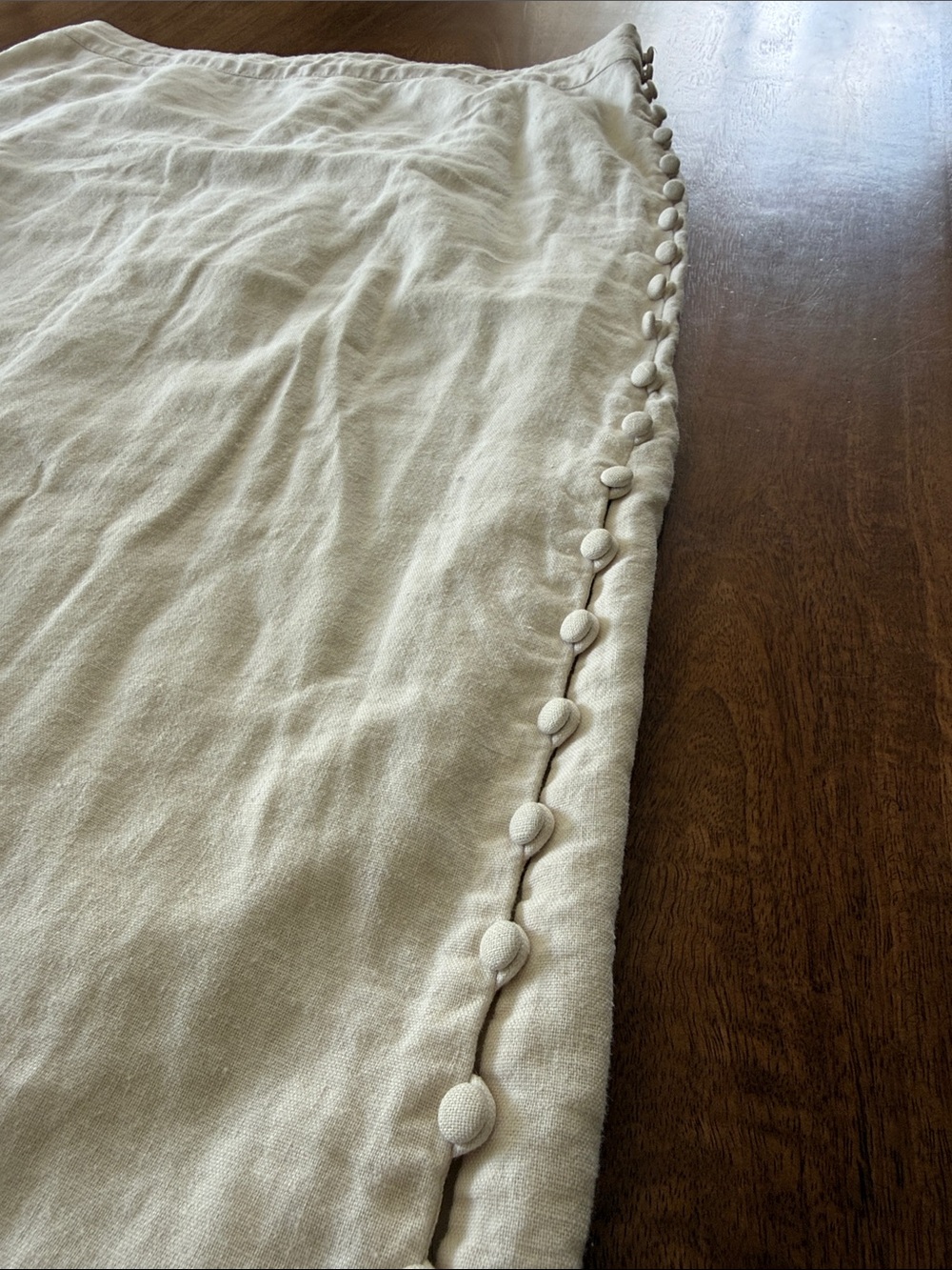 Madewell Classic off-White Linen blend Button-Trim Women's Skirt - Picture 3 of 5